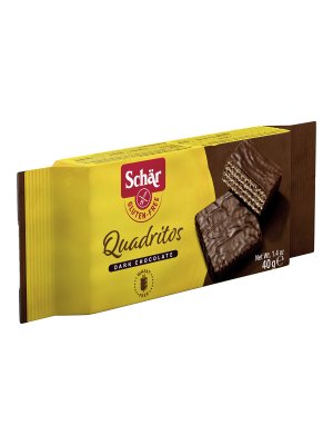 SCHÄR - Quadritos, oplatky v hořké čokoládě, bez lepku, 40g - obrázek