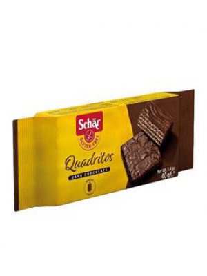 Schär Quadritos 2x20g oplatky bez lepku v hořké čokoládě s kakaovou náplní