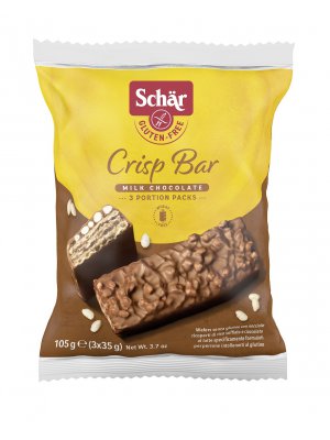 Schär Crisp Bar 105g oplatky bez lepku máčené v čokoládě s lískooříškovou náplní