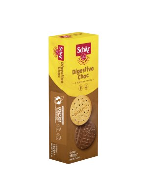 SCHÄR - Digestive choc - cereální sušenky v mléčné čokoládě, bez lepku, 150g - obrázek