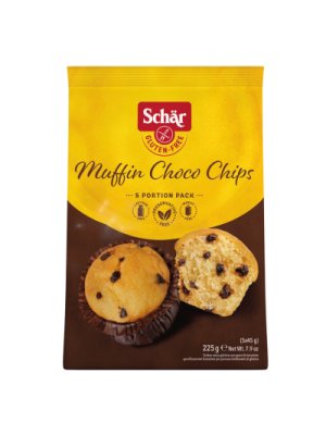 SCHÄR - PACKET Muffin choco chips, světlý s kousky čokolády, bez lepku, 225g (5x45g) - obrázek