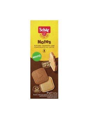 SCHÄR - oplatky NOTES, polomáčené v mléčné čokoládě, bez lepku, 81g - obrázek