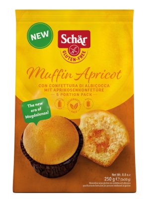 SCHÄR - PACKET Muffin Apricot, muffiny plněné meruňkovou marmeládou, bez lepku 250 g (5x50 g) (ct 4) - obrázek SCHÄR - PACKET Muffin Apricot, muffiny plněné meruňkovou marmeládou, bez lepku 250 g (5x50 g) (ct 4) - obrázek
