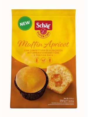 Schär Muffin apricot 250g muffinky XL bez lepku s meruňkovou náplní Schär Muffin apricot 250g muffinky XL bez lepku s meruňkovou náplní