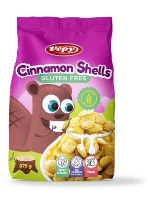 VEPY - Cinnamon Shells - SKOŘICOVÉ - snídaňové mušličky, bez lepku, 375g