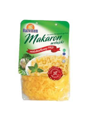 BALVITEN - Těstoviny PKU - Široké dlouhé nudle, nízkobílkovinné, bez lepku, 250g BALVITEN - Těstoviny PKU - Široké dlouhé nudle, nízkobílkovinné, bez lepku, 250g