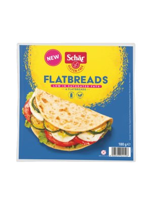 SCHÄR - FLATBREADS, Chlebové placky, bez lepku ,180g (4x45 g) SCHÄR - FLATBREADS, Chlebové placky, bez lepku ,180g (4x45 g)