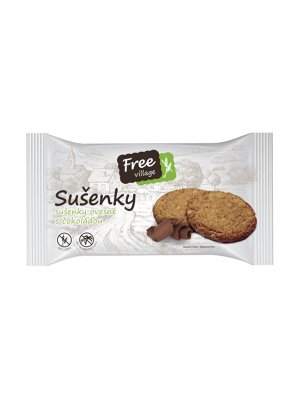Free Village - Sušenky ovesné s čokoládou, bez lepku, 50g Free Village - Sušenky ovesné s čokoládou, bez lepku, 50g