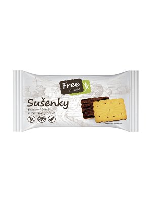 Free Village - Sušenky polomáčené v tmavé polevě, bez lepku, 80g
