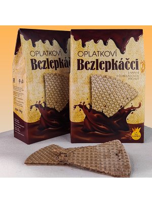 Pura - Oplatkoví bezlepkáčci ČOKOLÁDOVÍ, (trojhránky) bez lepku, 50g/12ks Pura - Oplatkoví bezlepkáčci ČOKOLÁDOVÍ, (trojhránky) bez lepku, 50g/12ks