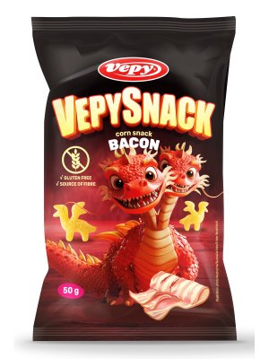 VEPYSNACK - Kukuřičný snack s příchutí slaniny, bez lepku, 50g VEPYSNACK - Kukuřičný snack s příchutí slaniny, bez lepku, 50g