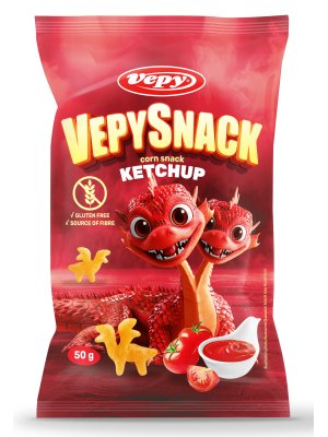 VEPYSNACK - Kukuřičný snack s příchutí kečupu, bez lepku, 50g VEPYSNACK - Kukuřičný snack s příchutí kečupu, bez lepku, 50g