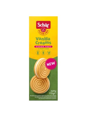 SCHÄR - sušenky Vanilla Creams, BEZ CUKRU, bez lepku, 115 g (4x29 g) SCHÄR - sušenky Vanilla Creams, BEZ CUKRU, bez lepku, 115 g (4x29 g)