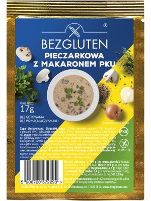 BEZGLUTEN - Polévka PKU - žampiónová s těstovinami nízkobílkovinná PKU, 17g