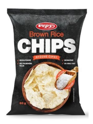VEPY - Rýžové chipsy solené BROWN RICE CHIPS, bez lepku, 60g