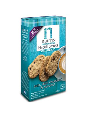 Nairns Ovesné sušenky s čokoládou a kokosem 160g bez lepku