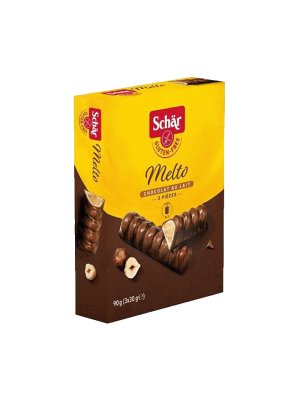 Schär Melto 90g oplatky v mléčné čokoládě plněné lískooříškovou náplní bez lepku - obrázek
