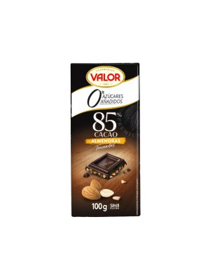 Valor Čokoláda 85 % mandlová bez cukru 100g bez lepku