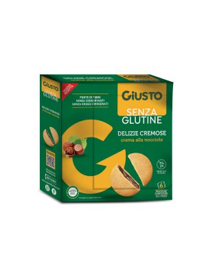 Giusto Delizie Cremose 180g (6x2 kusy) piškoty s kakao-lískooříškovou náplní (35%) bez lepku